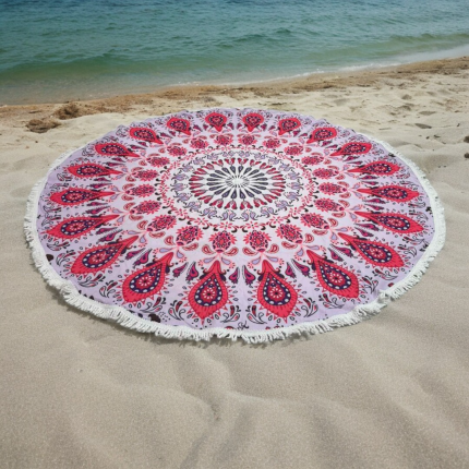 Πετσέτα θαλάσσης 150cm στρογγυλή με μικροΐνες  #AG14