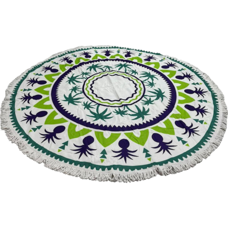 Πετσέτα θαλάσσης 150cm στρογγυλή με μικροΐνες  #AG201 - Image 3