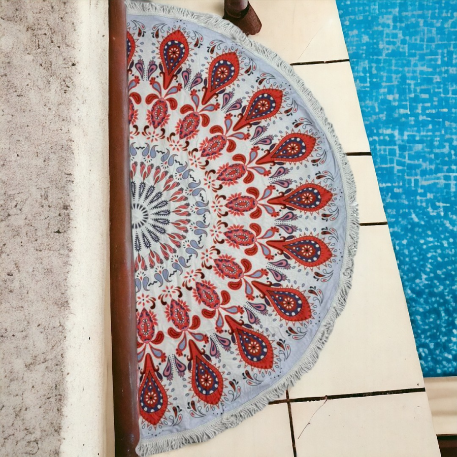 Πετσέτα θαλάσσης 150cm στρογγυλή με μικροΐνες  #AG202 - Image 6