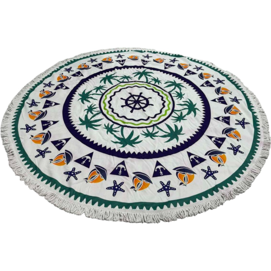 Πετσέτα θαλάσσης 150cm στρογγυλή με μικροΐνες  #AG205 - Image 2