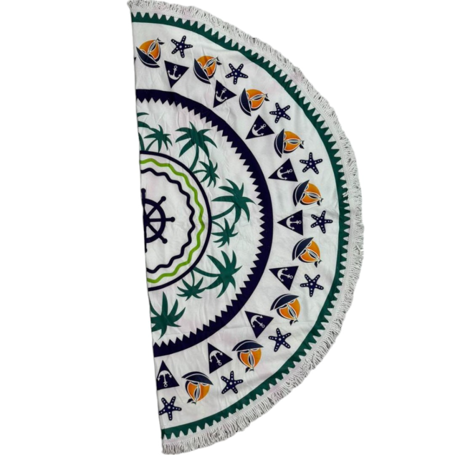 Πετσέτα θαλάσσης 150cm στρογγυλή με μικροΐνες  #AG205 - Image 4