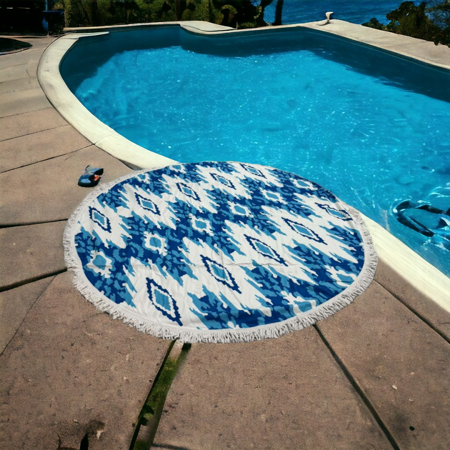 Πετσέτα θαλάσσης 150cm στρογγυλή με μικροΐνες  #AG210