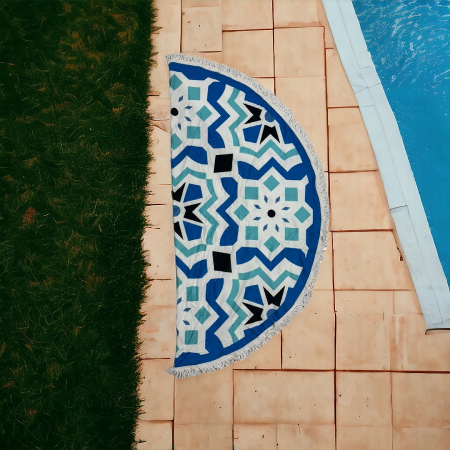 Πετσέτα θαλάσσης 150cm στρογγυλή με μικροΐνες  #AG212