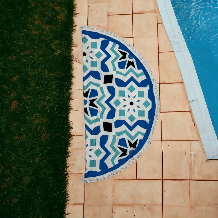 Πετσέτα θαλάσσης 150cm στρογγυλή με μικροΐνες  #AG212 - Image 5