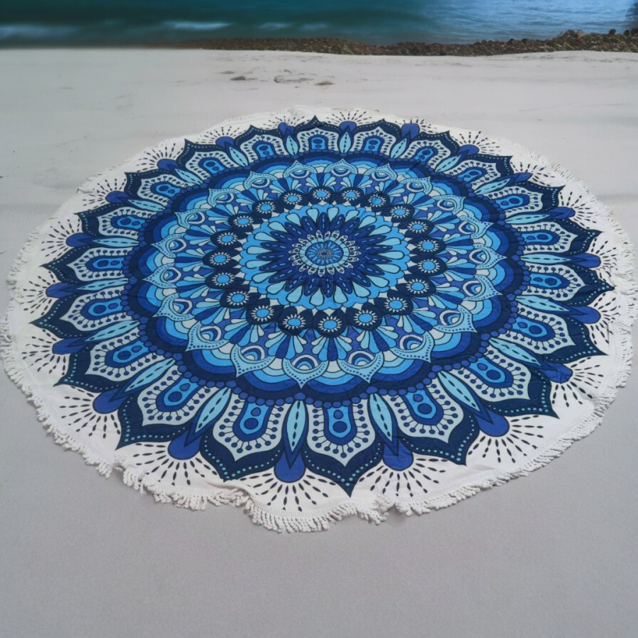 Πετσέτα θαλάσσης 150cm στρογγυλή με μικροΐνες  #AG8 - Image 2