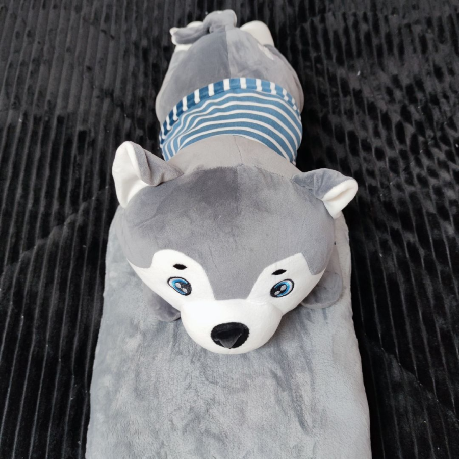 Husky γκρί παιχνίδι με φλις κουβέρτα μέσα #KT106 - Image 2