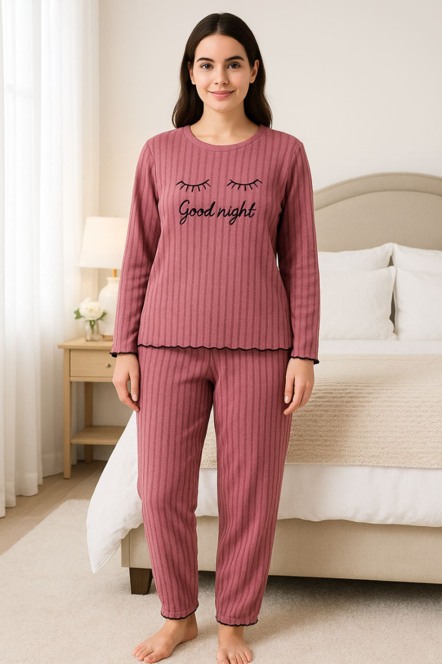 Ladys pajama in flanel fabric #F5482 - Image 2