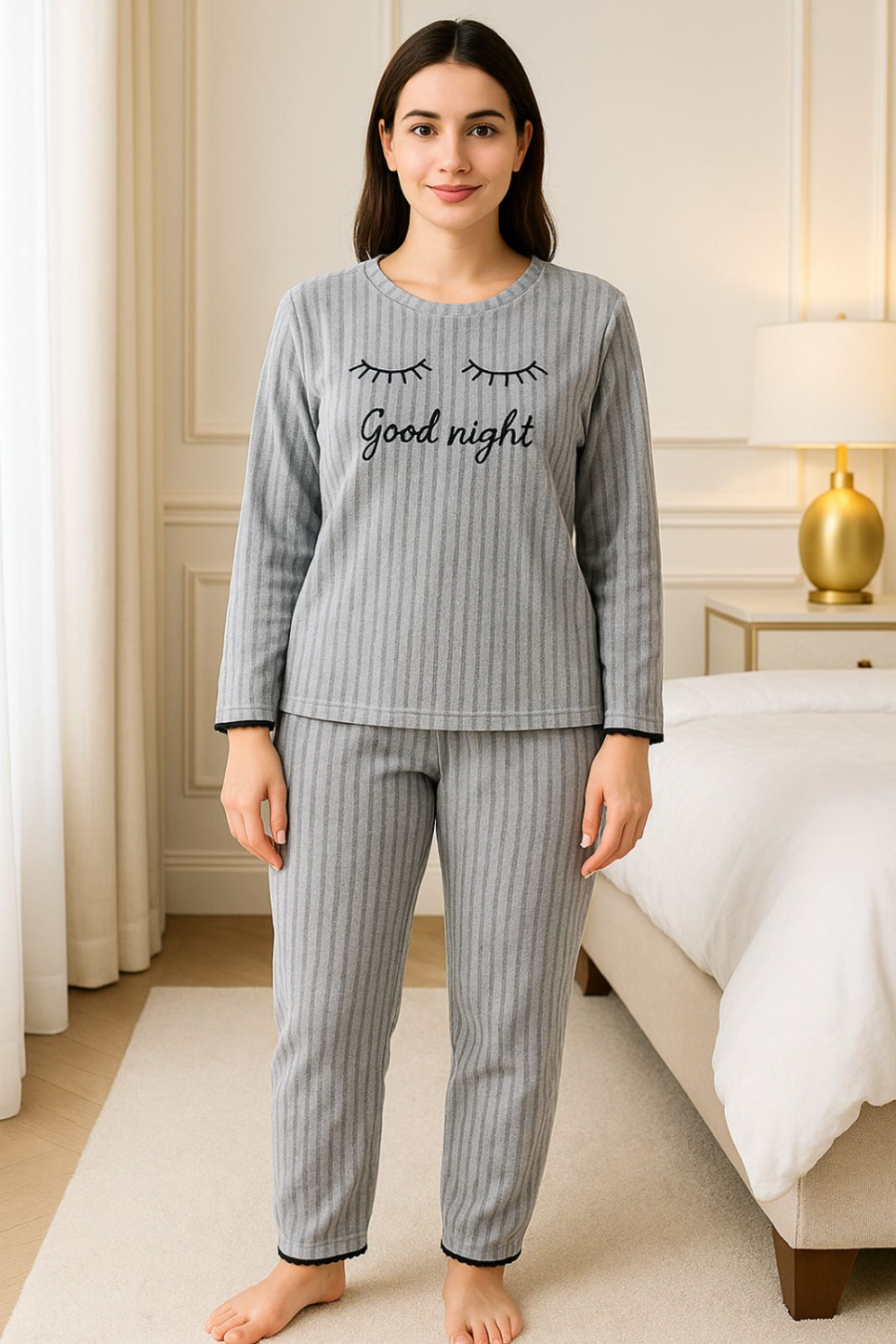 Ladys pajama in flanel fabric #F5482 - Image 3