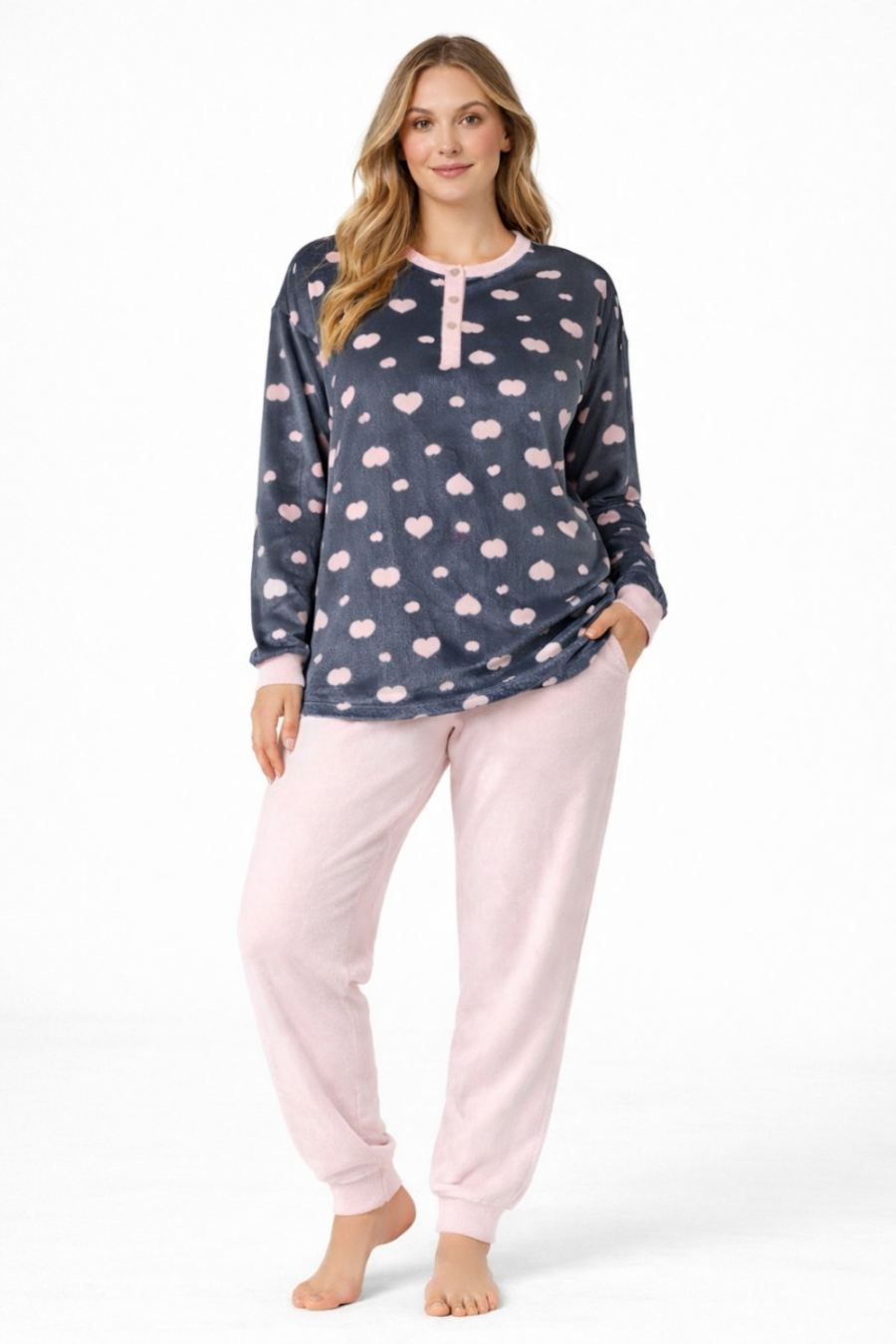 Γυναικεία βελούδινη πιτζάμα plus size #F5439 - Image 4
