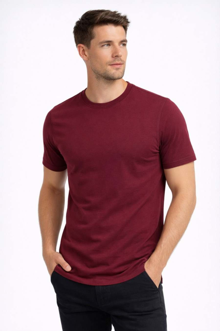 Ανδρικό T-Shirt 100 Οργανικό Βαμβάκι – Basic Fit #TS180