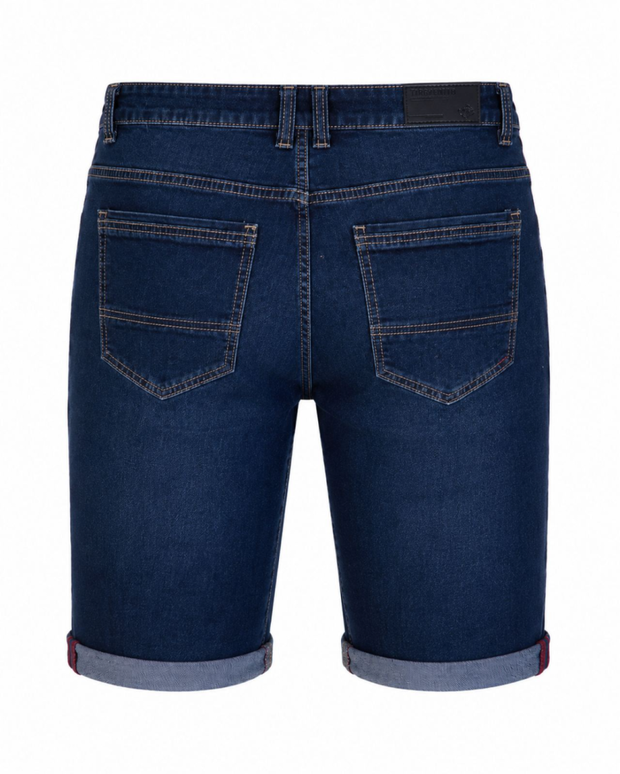Ανδρική Τζιν Βερμούδα Slim Fit Dark Blue με Ρεβέρ #3328 - Image 3
