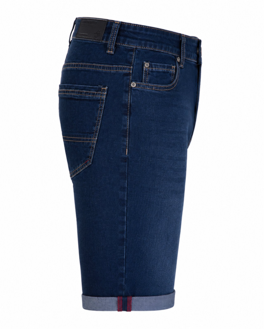 Ανδρική Τζιν Βερμούδα Slim Fit Dark Blue με Ρεβέρ #3328 - Image 4