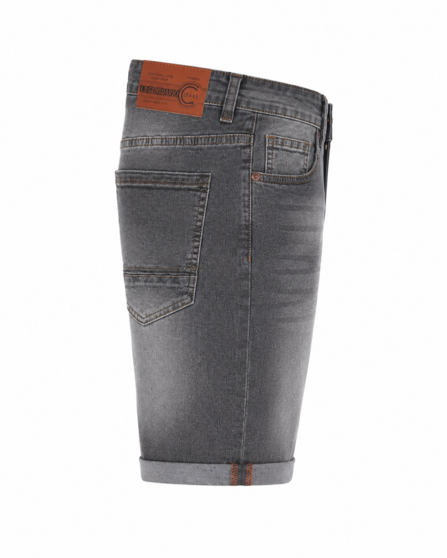 Ανδρική Τζιν Βερμούδα Γκρι Washed Slim Fit με Ρεβέρ #3340 - Image 4
