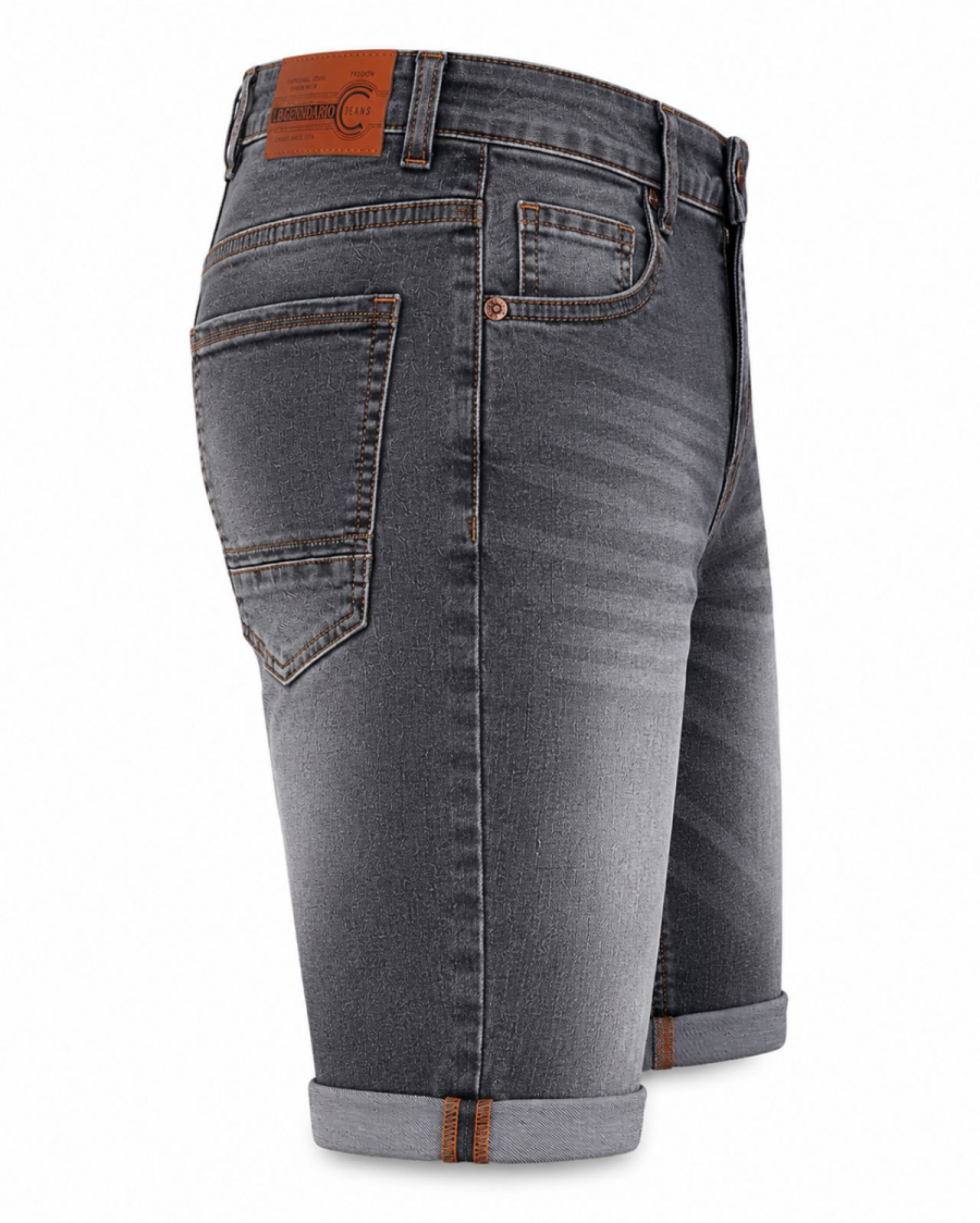 Ανδρική Τζιν Βερμούδα Γκρι Washed Slim Fit με Ρεβέρ #3340 - Image 5