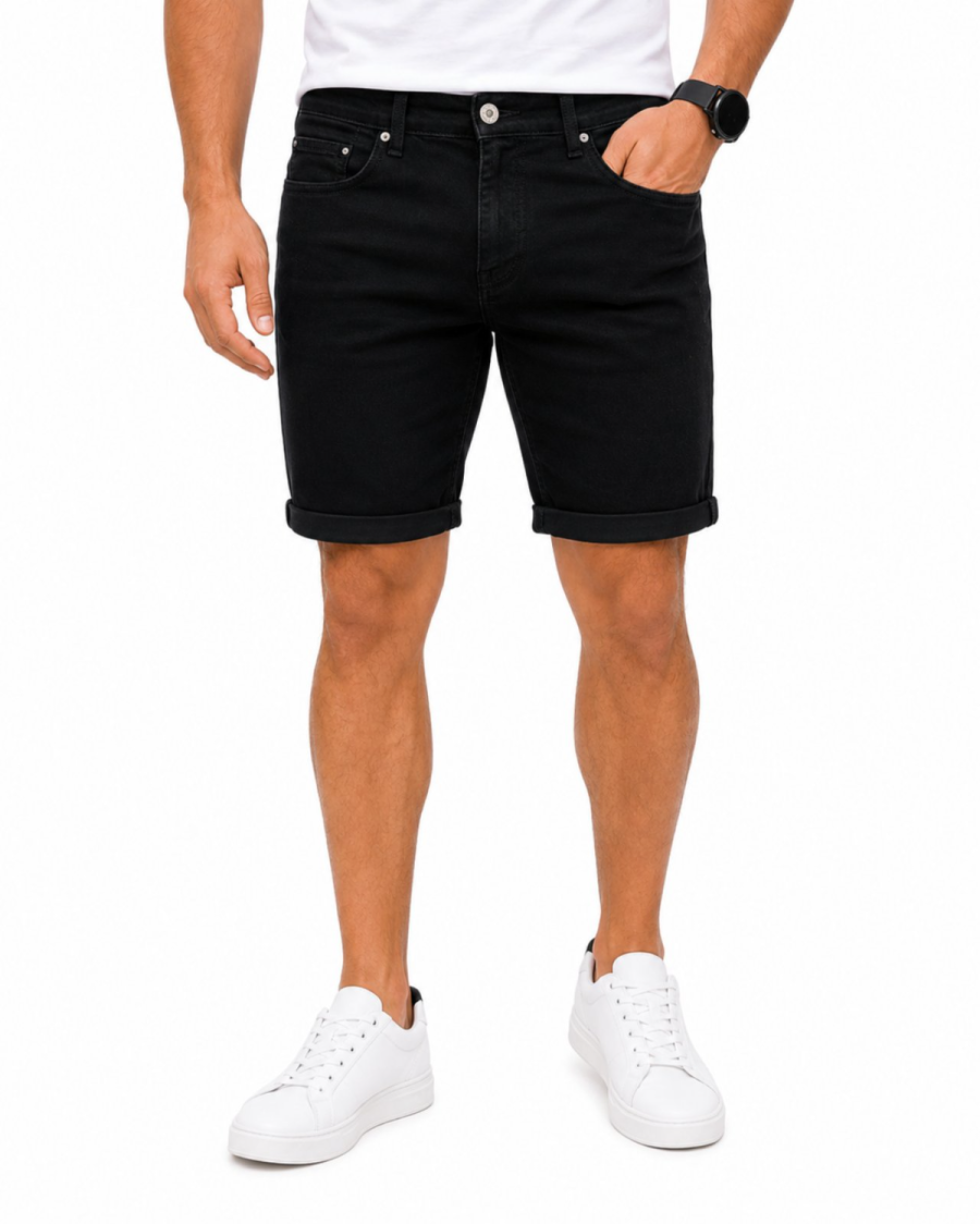 Ανδρική Τζιν Βερμούδα Μαύρη Slim Fit #3379