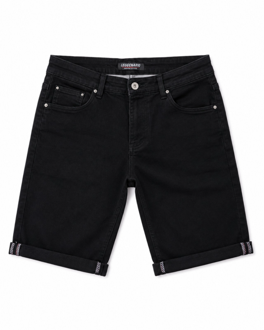 Ανδρική Τζιν Βερμούδα Μαύρη Slim Fit #3379 - Image 2