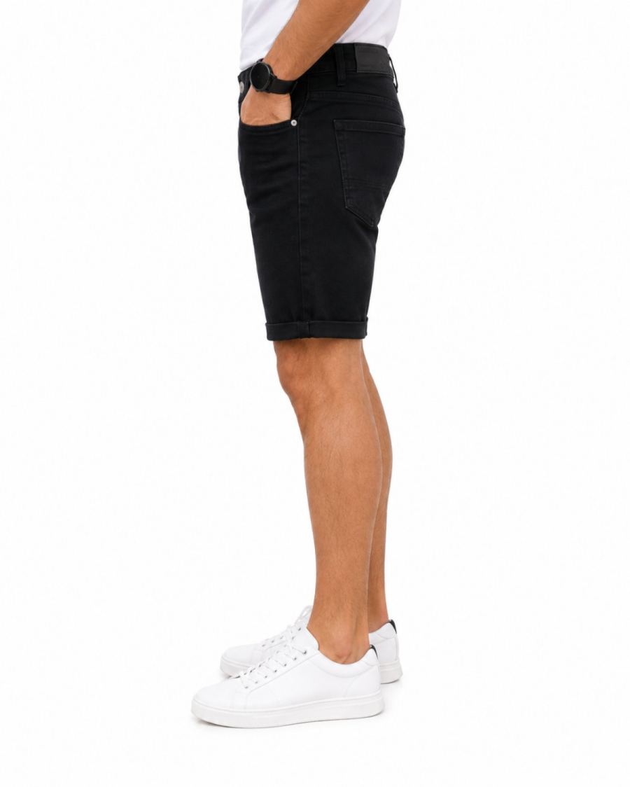Ανδρική Τζιν Βερμούδα Μαύρη Slim Fit #3379 - Image 3