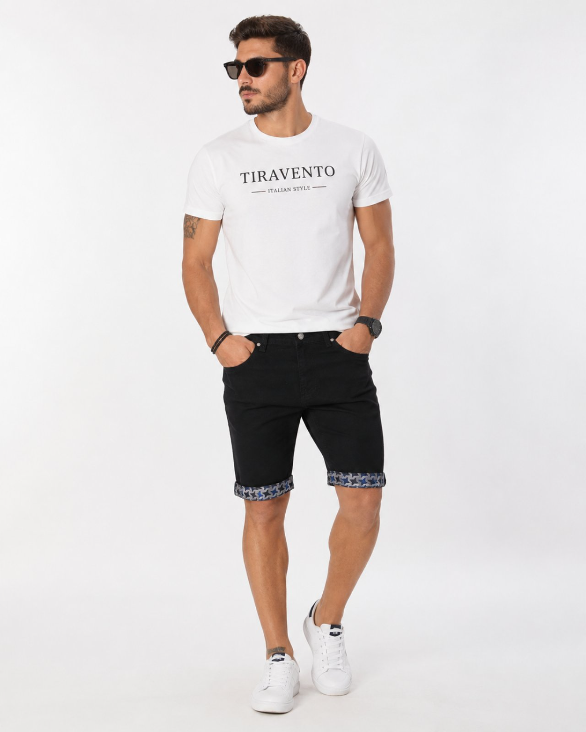 3380.jpg Ανδρική Μαύρη Denim Βερμούδα Slim Fit #3380 - Image 1