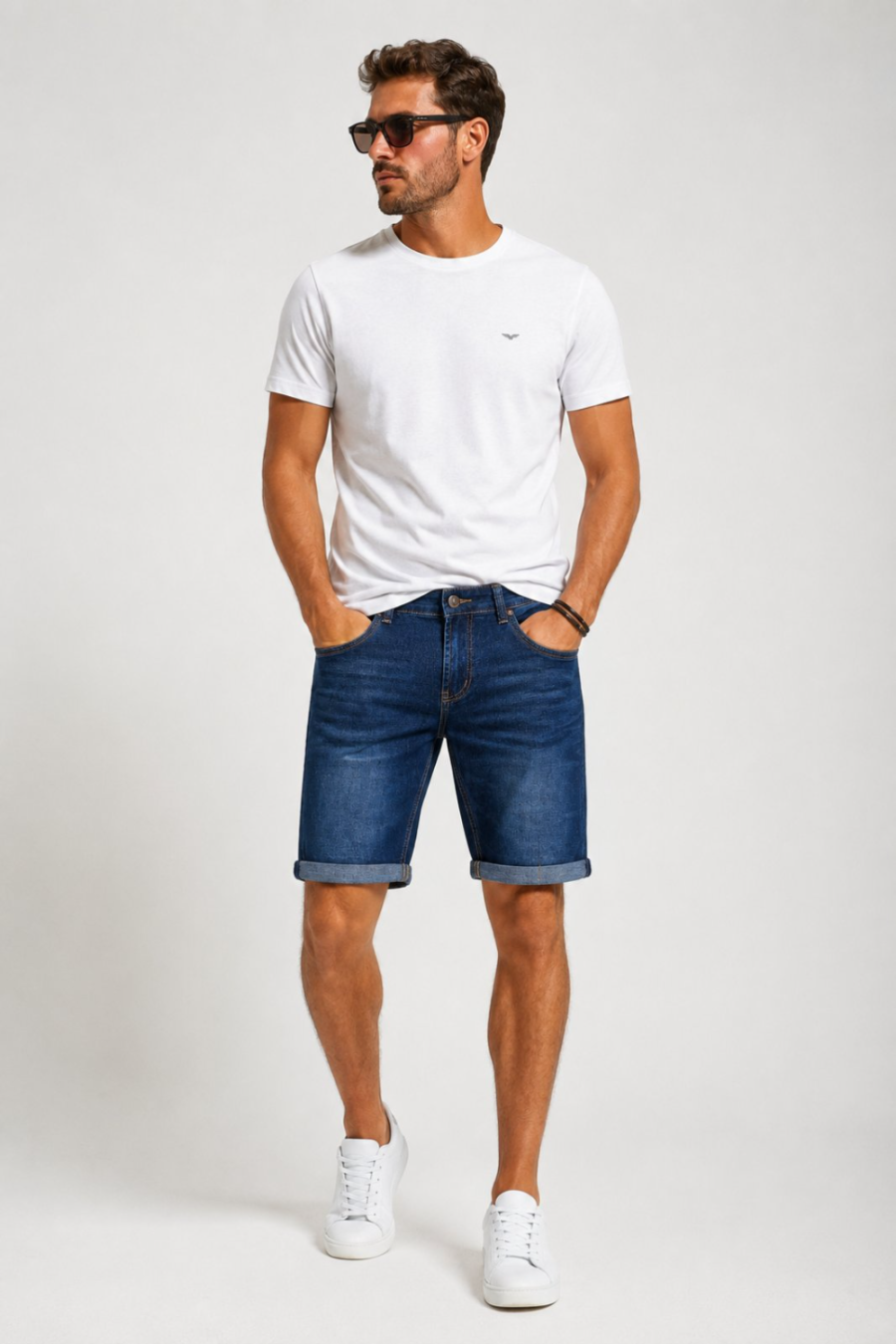 Ανδρική Τζιν Βερμούδα Denim Blue με Ρεβέρ #3400