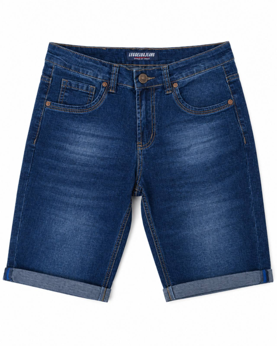 Ανδρική Τζιν Βερμούδα Denim Blue με Ρεβέρ #3400 - Image 2