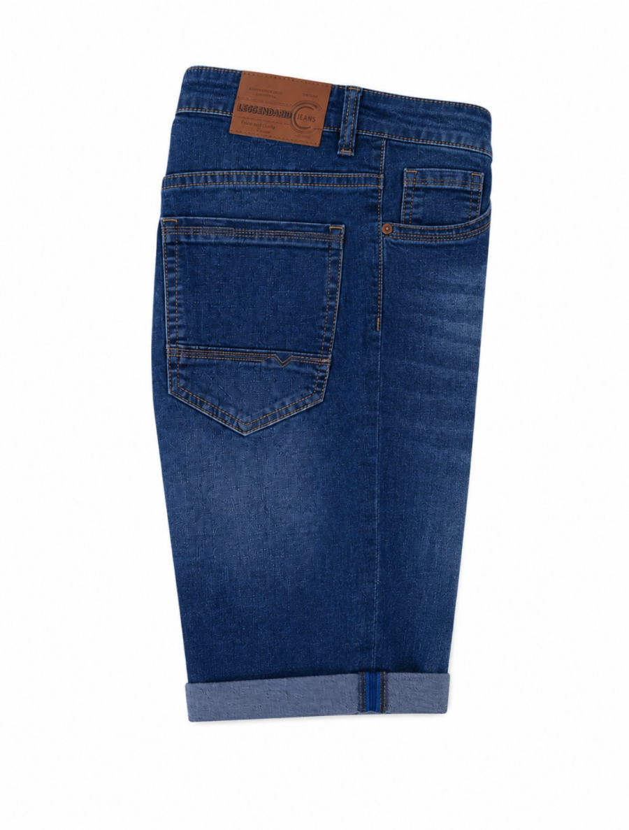Ανδρική Τζιν Βερμούδα Denim Blue με Ρεβέρ #3400 - Image 4