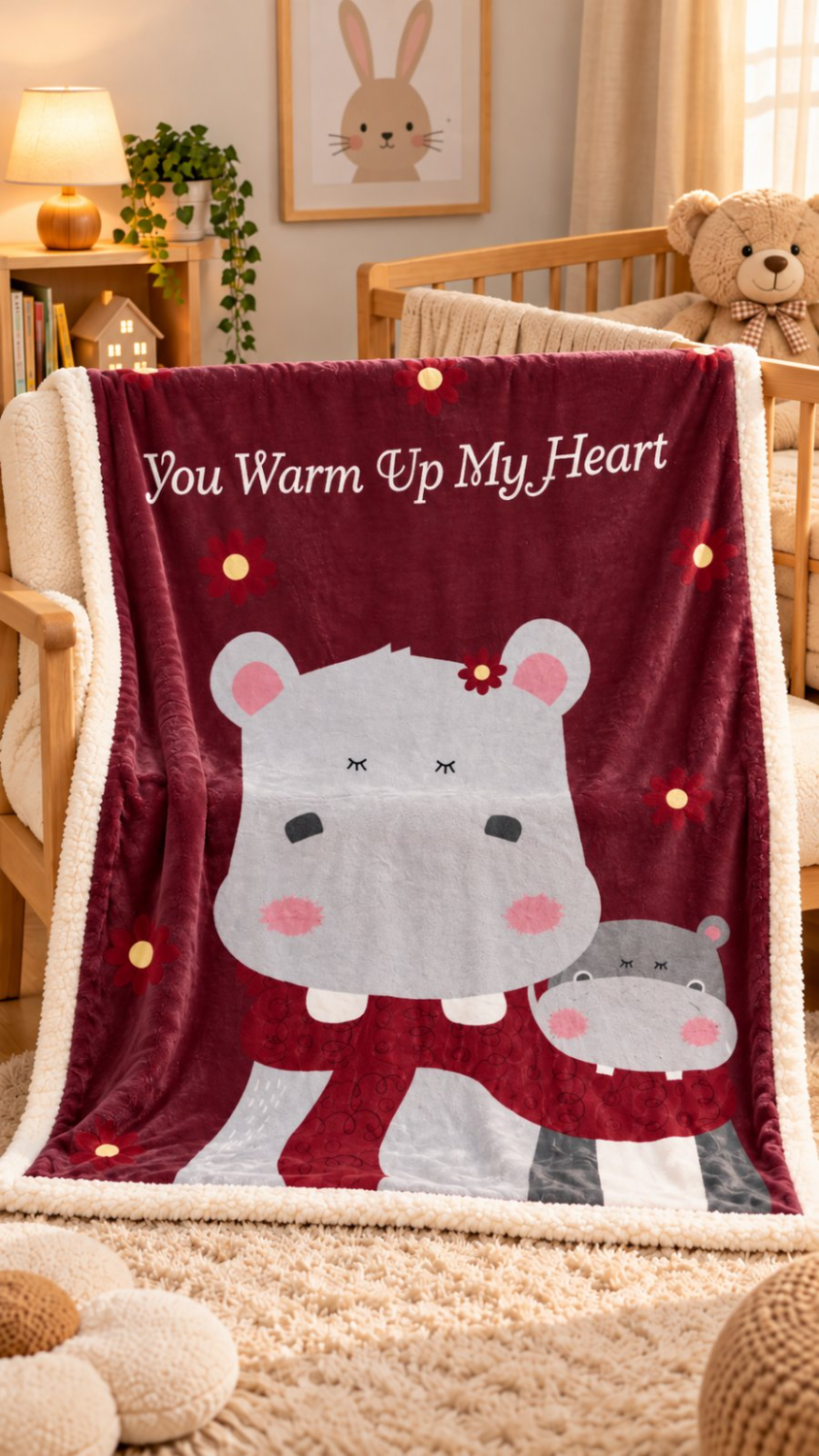 FZT5.jpg Παιδική Κουβέρτα Sherpa “You Warm Up My Heart” 100×140 cm #FZT5 - Image 1